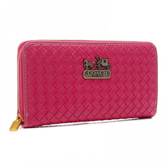 Coach Knitted Logo Large Fuchsia Wallets EGJ - Click Image to Close